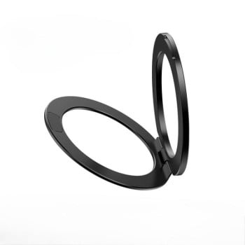 Складний висувний магнітний тримач, що обертається, для мобільного телефону з кільцем-кліпсою - чорний