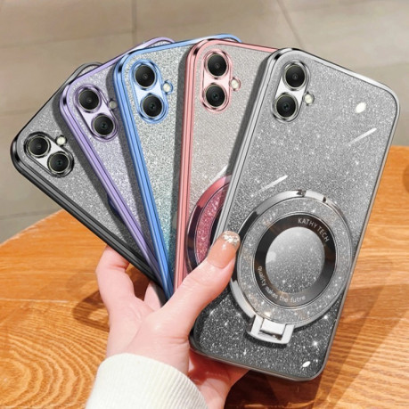 Противоударный чехол Plated Gradient Glitter Round Holder для Samsung Galaxy A06 4G - розовый