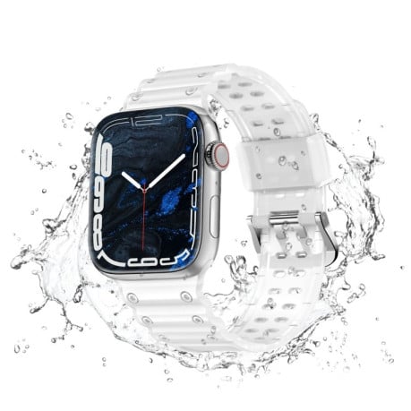 Силиконовый ремешок Waterproof Double Buckle для Apple Watch Series 8/7 41mm / 40mm / 38mm - прозрачный