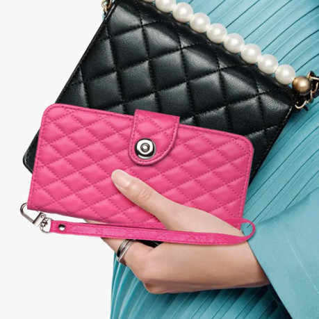 Чохол-книжка Rhombic Texture Flip Leather для OnePlus 13R/Ace 5/Ace 5 Pro - пурпурно-червоний