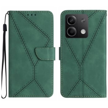 Чехол-книжка Stitching Embossed Leather для Xiaomi Redmi Note 14S/ 13 Pro 4G / POCO M6 Pro 4G   - зеленый