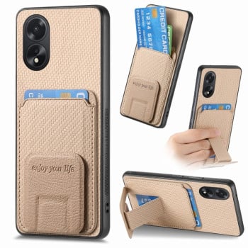 Противоударный чехол Carbon Fiber Card Bag для OPPO A38 4G / A18 4G - хаки