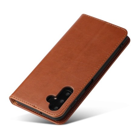 Шкіряний чохол-книжка Fierre Shann Genuine leather для Samsung Galaxy A35 5G - коричневий