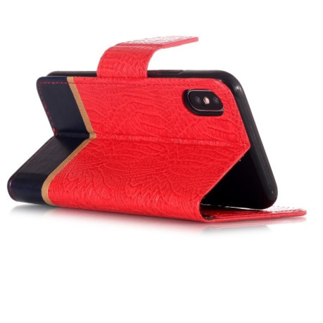 Кожаный чехол- книжка Crocodile Texture на iPhone XR красный