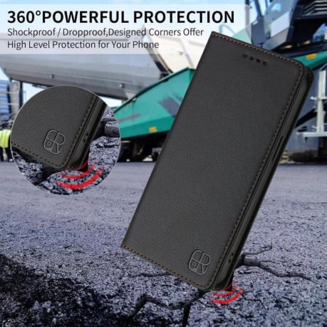 Чохол-книжка RC01 Dual-Folded Magnetic Suction RFID Leather на Infinix Note 60 / 60 Pro — чорний