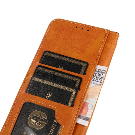 Чехол-книжка KHAZNEH Dual-color Cowhide для Realme 10 Pro - коричневый