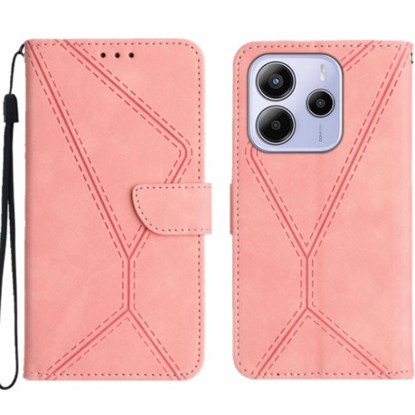Чехол-книжка Stitching Embossed Leather для Xiaomi Redmi Note 14 4G 164.84mm - розовый