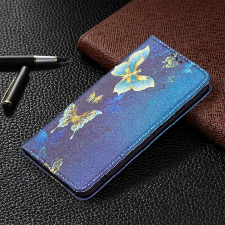 Чехол-книжка Colored Drawing Series на Samsung Galaxy S22 Plus 5G - Gold Butterfly