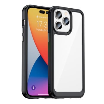 Протиударний чохол Colorful Acrylic Series із кольоровою силіконовою боковиною на iPhone 14 Pro Max - чорний