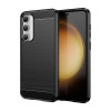 Противоударный чехол Brushed Texture Carbon Fiber на Samsung Galaxy S23 FE - черный