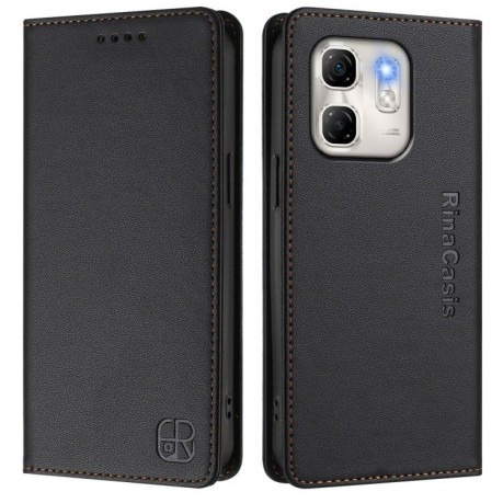Чехол-книжка RC01 Dual-Folded Magnetic Suction RFID Leather на Infinix Hot 50i 5G / Smart 9 4G - черный