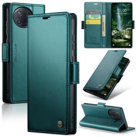 Чехол-книжка CaseMe 023 Butterfly Buckle Litchi Texture RFID Anti-theft Leather для Xiaomi Poco F7 Pro / F7 Ultra - зеленый