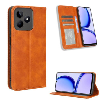 Чохол-книжка Magnetic Buckle Retro Crazy Horse Texture на Realme Note 50 4G - коричневий