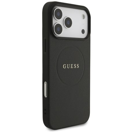 Оригинальный чехол Guess Grained Ring с MagSafe на iPhone 17 Pro Max - black