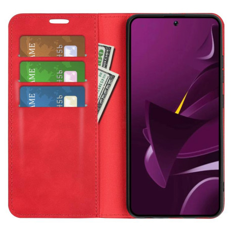 Чехол-книжка Retro Skin Feel Business Magnetic на Xiaomi Poco M7 Pro 5G - красный