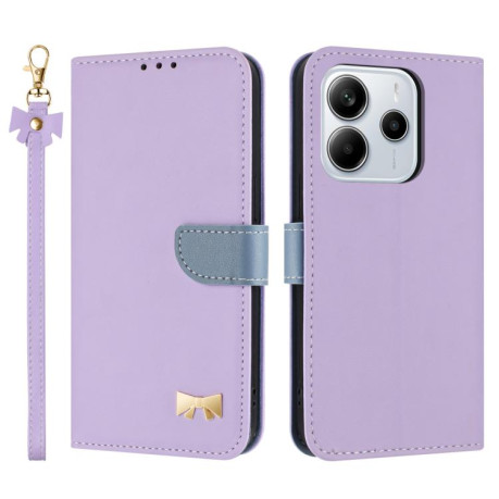 Чехол-книжка Metal Bow Leather для Xiaomi Redmi Note 14 4G 164.84mm - фиолетовый