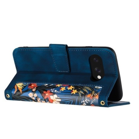 Чехол-книжка Floral Pattern Leather для Google Pixel 9a - синий