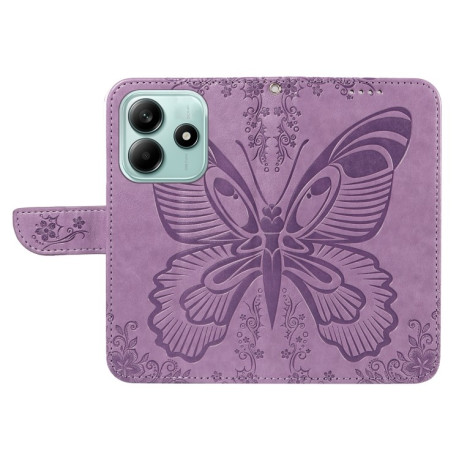 Чохол-книжка Swallowtail Butterfly Embossed Leather для Xiaomi Redmi Note 14 5G/Poco M7 Pro 5G - фіолетовий