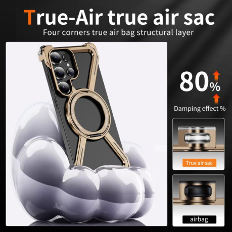 Протиударний чохол Titanium Alloy MagSafe Magnetic Airbag Shockproof для Samsung Galaxy S25 Ultra 5G - Desert Gold