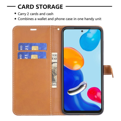 Чохол-книжка Color Matching Denim Texture для Xiaomi Redmi Note 12S 4G / Note 11 - коричневий