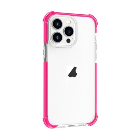 Противоударный акриловый чехол Four-corner на iPhone 15 Pro Max -прозрачно-розовый