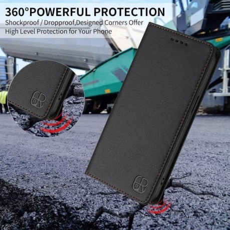 Чехол-книжка RC01 Dual-Folded Magnetic Suction RFID Leather на Infinix Hot 50i 5G / Smart 9 4G - черный