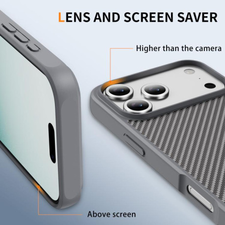 Ударозащитный чехол Carbon Fiber Texture Skin-feel Acrylic на iPhone 17 Pro Max - серый