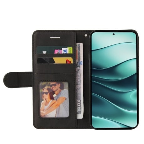 Чохол-книжка Dual-color Splicing Flip Leather для Xiaomi Redmi Note 14 5G/Poco M7 Pro 5G - чорний