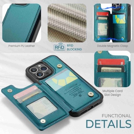 Чохол CaseMe C22 Card Slots Holder RFID Anti-theft для iPhone 15 Pro Max - синій