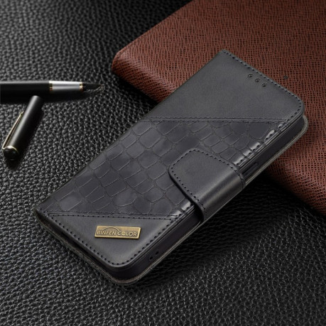 Чохол-книга Matching Color Crocodile Texture на iPhone 13 Pro Max - чорний