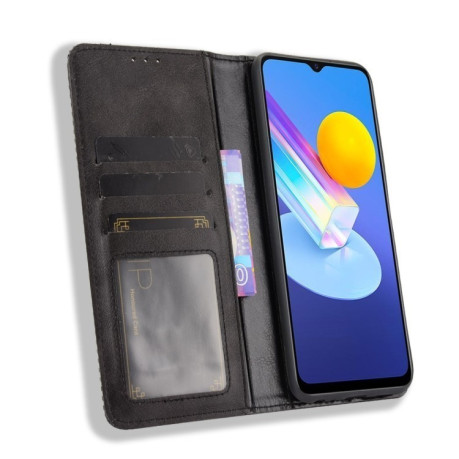 Чохол-книжка Magnetic Buckle Retro Crazy Horse Texture для Vivo Y72 5G/iQOO Z3 5G - чорний