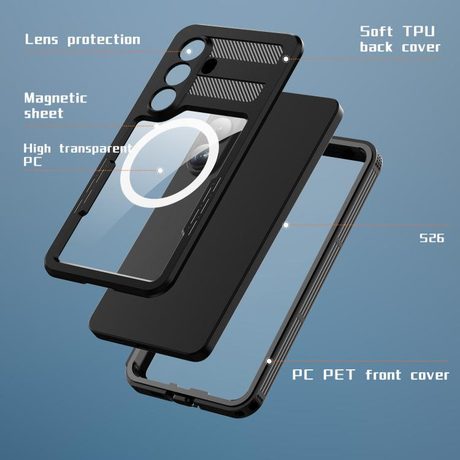 Чохол Contrast Color Gradient Transparent MagSafe на Samsung Galaxy A37 5G — фіолетово-рожевий/світло-фіолетовий