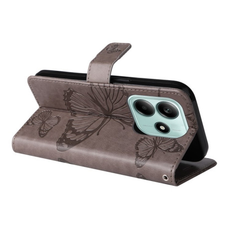 Чохол-книжка Embossed Butterfly для Xiaomi Redmi Note 14 5G/Poco M7 Pro 5G - сірий