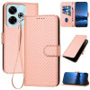 Чохол-книжка Carbon Fiber Texture на Redmi 13 4G - рожевий