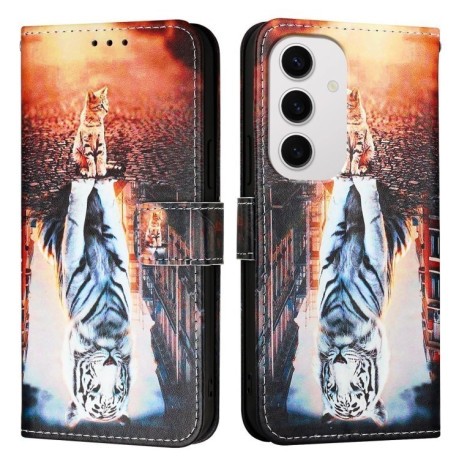 Чохол-книжка Pattern Plain Weave для Samsung Galaxy S24 FE 5G - Cats And Tigers