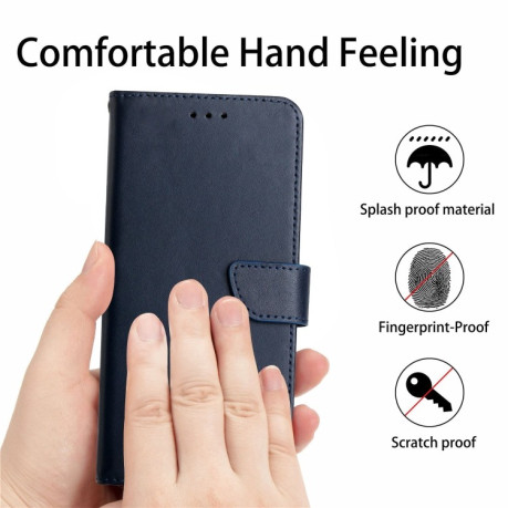 Кожаный чехол-книжка Genuine Leather Fingerprint-proof для Xiaomi Poco M5 4G/5G/M4 5G - синий