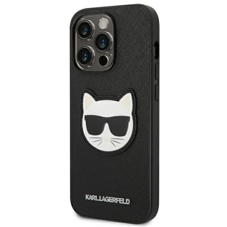 Оригинальный чехол Karl Lagerfeld Saffiano Choupette Head Patch для iPhone 14 Pro Max - black