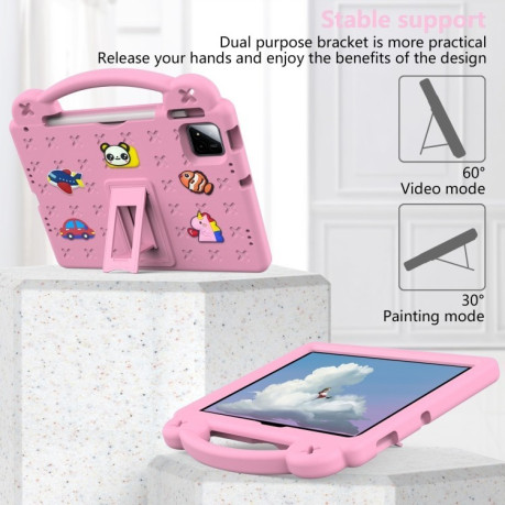 Противоударный чехол EVA Handle Kickstand Children для Xiaomi Pad 7 / 7 Pro 2024 - розовый