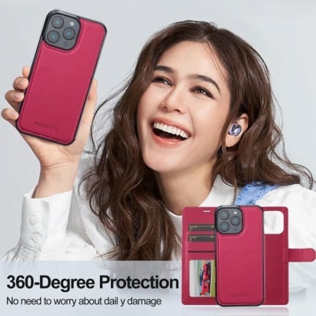 Чохол-книжка LCIMEEKE L2 Series Detachable Magsafe для iPhone 16 Pro - червоний