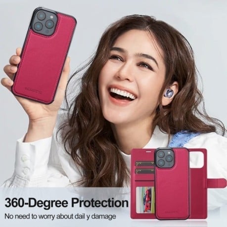 Чохол-книжка LCIMEEKE L2 Series Detachable Magsafe для iPhone 16 Pro Max - червоний