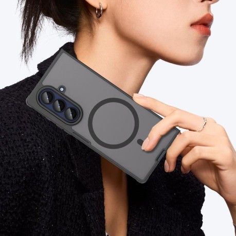 Противоударный чехол Fan Dun Series TPU Hybrid PC Frosted Magsafe для Samsung Galaxy Fold 7 5G - черный