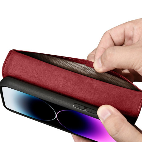 Кожаный чехол-книжка iCarer Wallet Case 2in1 для iPhone 14 Pro Max - красный