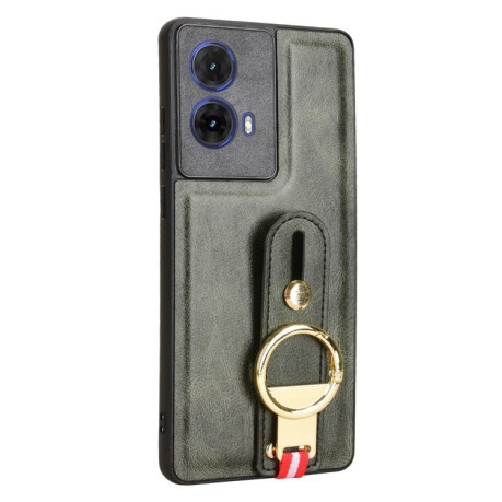 Противоударный чехол Wristband Leather Back для Motorola Moto G85 5G - зеленый