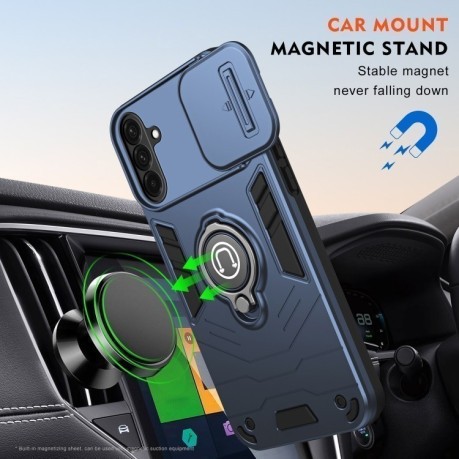 Противоударный чехол Sliding Camshield Ring Holder для Samsung Galaxy A36 - синий
