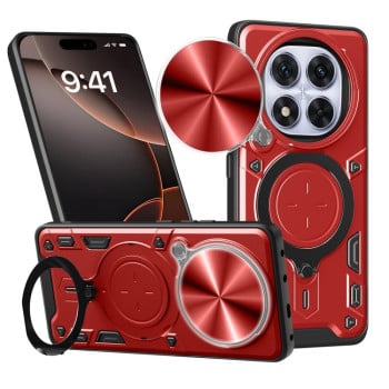 Чохол із шторкою камери CD фактурою та підставкою на Xiaomi Redmi Note 14 Pro 5G/Poco X7 - червоний