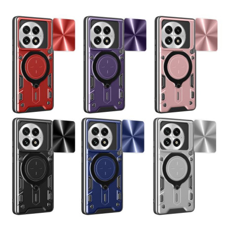Противоударный чехол CD Texture Sliding Camshield Magnetic Holder на OnePlus 13R 5G - красный