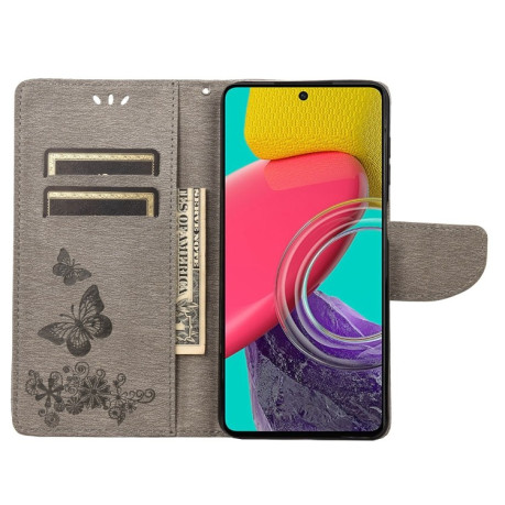 Чехол-книжка Floral Butterfly для Samsung Galaxy M53 5G - серый