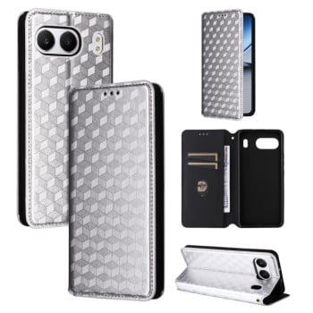 Чехол-книжка Cubic Grid Calf Texture для OnePlus Nord 4 - серебристый