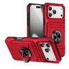 Противоударный чехол Shockproof Card Slot Phone Case with Metal Ring Holder на iPhone 18 Pro Max / 17 Pro Max — красный