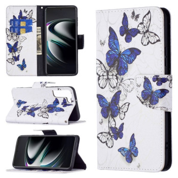 Чохол-книжка Colored Drawing Pattern Samsung Galaxy S22 Plus 5G - Blue Butterflies